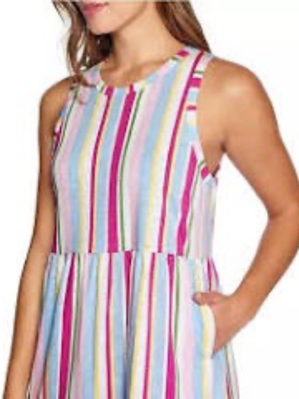Coastal Chic Tiered Midi Dress Soft Cotton Modal Pastel Stripe Summer